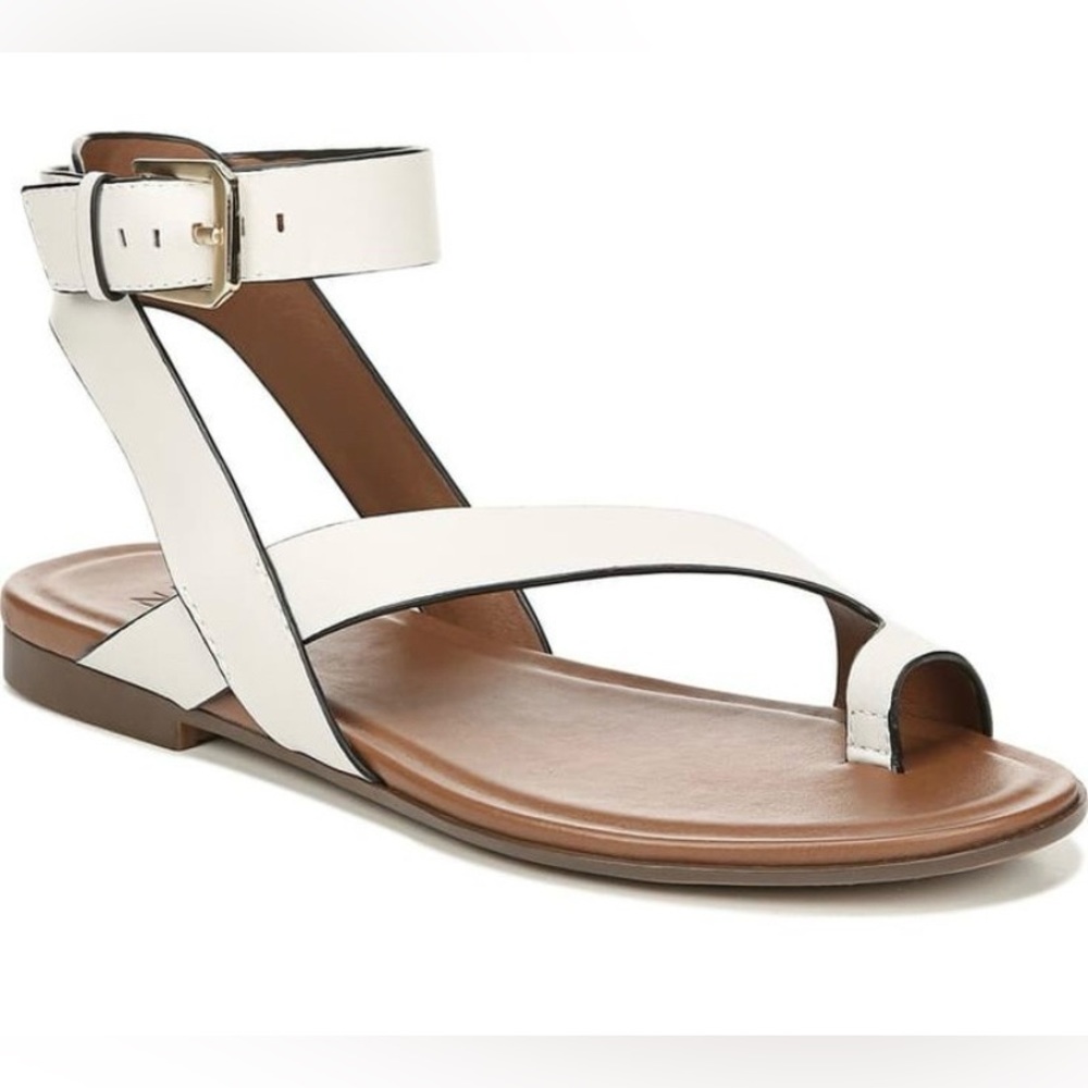 Naturalizer White and Brown Sandals